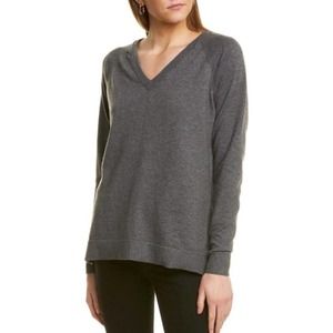 Bobeau Women's Simple V-Neck Knit Pullover Light Weight Gray Sweater Small New